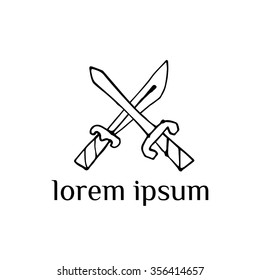Crossed knifes vector logo  (illustration, sign, symbol, icon)