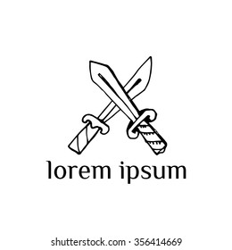 Crossed knifes vector logo  (illustration, sign, symbol, icon)