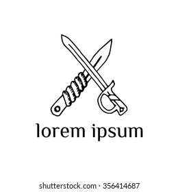 Crossed knifes vector logo  (illustration, sign, symbol, icon)