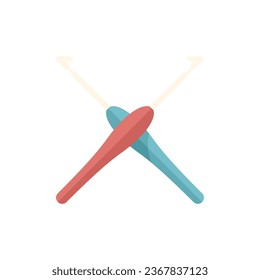 Icono de gancho de punto cruzado vector plano. Escarcha de lana. Balón de hilo aislado