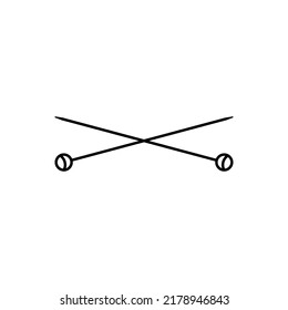 Crossed knitting needles. Simple minimal logo design. Vector illustration on white background.