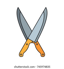 Crossed knives cartoon icon. Vector illustration of Crossed knives isolated on white background