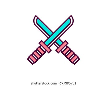 crossed knives flat icon