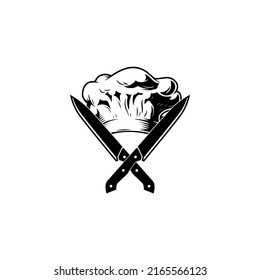 Crossed knives icon. Knife and chef, kitchen symbol. Flat vector illustration