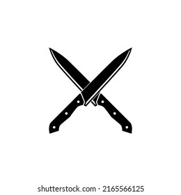 Crossed knives icon. Knife and chef, kitchen symbol. Flat vector illustration