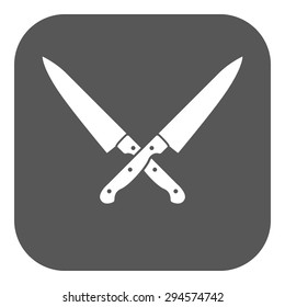 The crossed knives icon. Knife and chef, kitchen symbol. Flat Vector illustration. Button