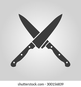 The crossed knives icon. Knife and chef, kitchen symbol. Flat Vector illustration