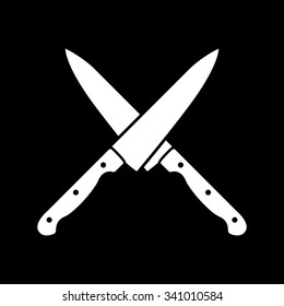 The crossed knives icon. Knife and chef, kitchen symbol. Flat Vector illustration