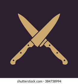 The Crossed Knives Icon. Knife And Chef, Kitchen Symbol. Flat Vector Illustration