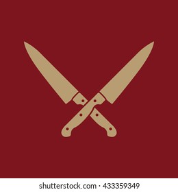 The crossed knives icon. Knife and chef, kitchen symbol. Flat Vector illustration