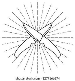 Crossed knives. Vector illustration.
