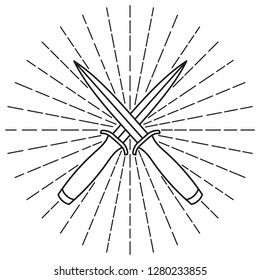 Crossed knives. Vector illustration.