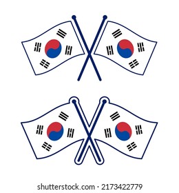 Crossed Korean flag symbol. A set of simple vector icons.