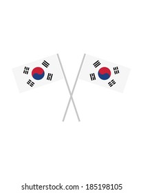 Crossed Korean Flags - Vector