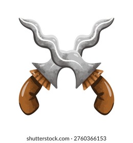 Crossed kris or keris vector illustration, hand drawn watercolor painting style, traditional indonesian kris dagger weapon with curved blade cultural heritage illustration
