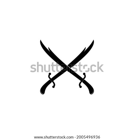 Crossed Legendary Double Edged Arabian Traditional Sword Vector