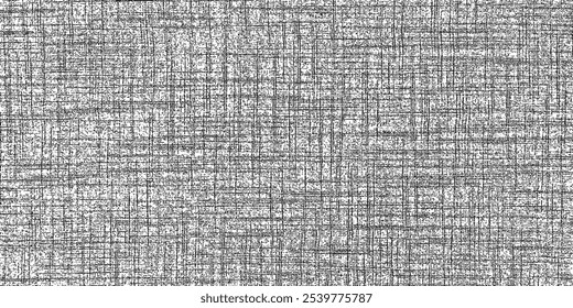 Hintergrund mit gekreuzter Linie. Textur aus fleckiger Leinwand. Vektormonochrome Illustration