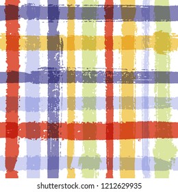 Crossed lines chequered pattern seamless stripes wallpaper. Hipster striped fabric print textile design. Vector intersecting lines lattice pattern. Colorful rustic crossed stripes grid.