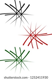 crossed lines on white background vector template, black, red and green