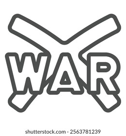 Crossed lines war text line icon, stop war concept. Vector graphics. Protest war X signboard sign on white background, outline style icon for mobile or web design