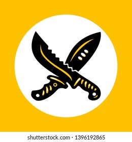 Crossed machetes icon in trendy flat style isolated on white background. Emblem of two latino machete. Vector illustration