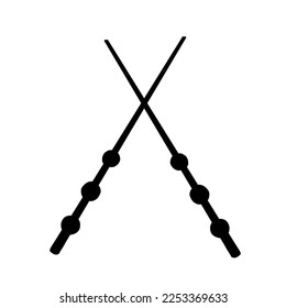 Crossed magic wands. Magic confrontation. Vector illustration of witchcraft items