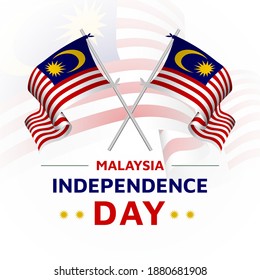 Crossed Malaysia flags poles. template for independence day, National day poster design. vector illustration EPS 10
