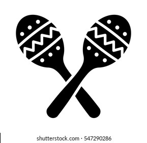 Crossed maracas, rumba shakers or shac-shacs musical instrument flat vector icon for music apps and websites
