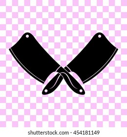 crossed meat choppers vector icon - black illustration
