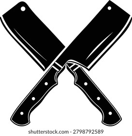 Crossed meat cleavers vector illustration