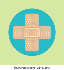crossed medical plasters flat design vector icon