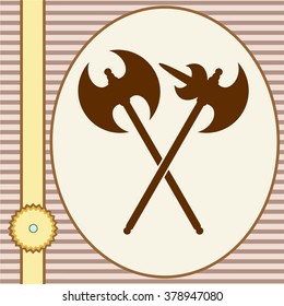 Crossed medieval axes vector