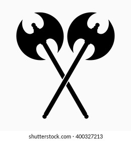 Crossed medieval axes vector