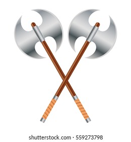 Crossed medieval battle axe, vector design