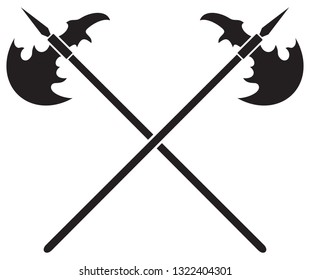 crossed medieval double edged axes vector illustration
