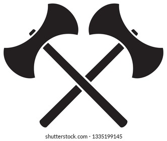 crossed medieval double edged axes vector illustration