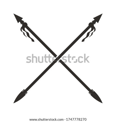 crossed for medieval spear / lance weapon. flat icons