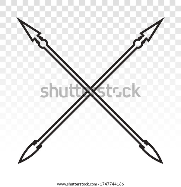crossed\
for medieval spear / lance weapon line art\
icons