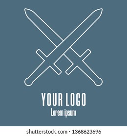 Crossed medieval swords. Design element for logo, emblem. Clean and modern vector illustration. 