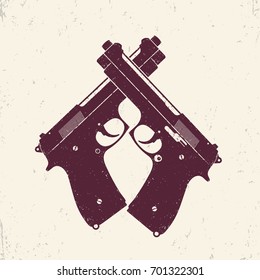 crossed modern pistols, vector guns