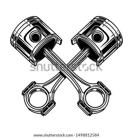 Crossed motorcycle pistons. Design element for poster, flyer, card, banner. Vector illustration