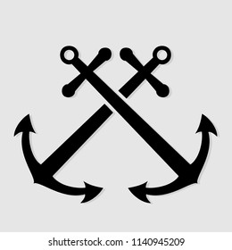 Crossed nautical anchors. Vector illustration.