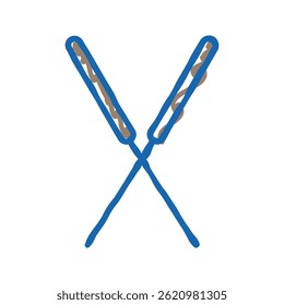 crossed needles acupuncture doodle icon sketch vector. crossed needles acupuncture sign. isolated symbol illustration