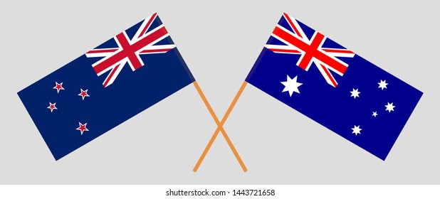 Crossed New Zealand and Australian flags