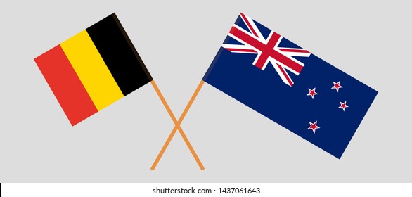 Crossed New Zealand and  Belgian flags