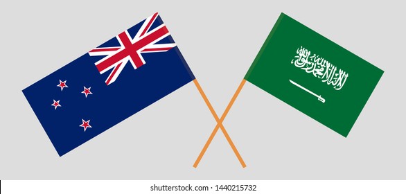 Crossed New Zealand and Saudi Arabia  flags