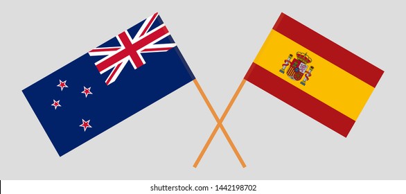 Crossed New Zealand and Spanish flags