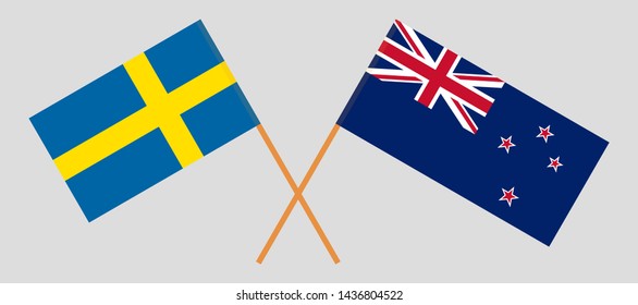 Crossed New Zealand and Swedish flags