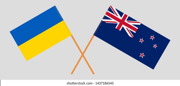 Crossed New Zealand and Ukrainian flags