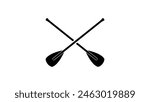 crossed oars, black isolated silhouette